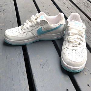 Very Gently Used Air Force 1 White and Baby Blue